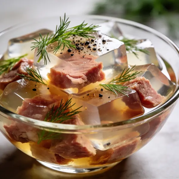 Идеально застывший прозрачный холодец с мясом
